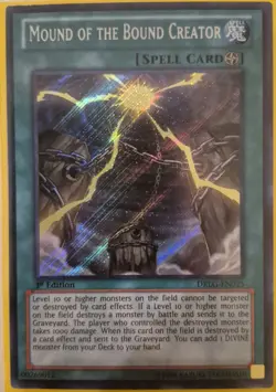 YuGiOh Mound of the Bound Creator Secret Rare 1st Edition DRLG-EN025 - Image 1