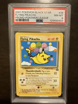 FLYING PIKACHU PROMO BLACK STAR #25 POKEMON LEAGUE 2001 - PSA NM-MT 8 - Image 1