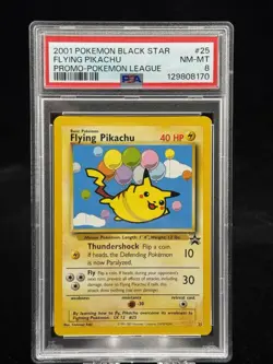 Flying Pikachu #25 Black Star Promo Pokemon League 2001 PSA 8 🎈☁ - Image 1