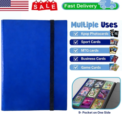 360 Card Pocket Binder with Elastic 9 Pocket Trading Cards Album Folder Blue US - Image 1