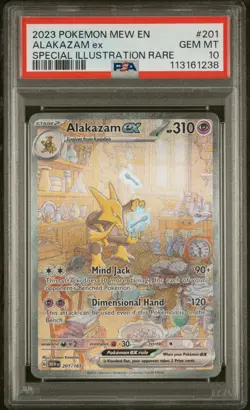 Pokemon Alakazam EX TCG Scarlet Violet-151 Holo Full Art Card 201/165 PSA 10 - Image 1