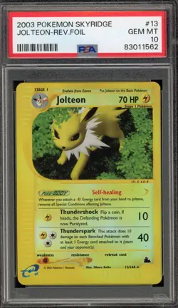 Pokemon Jolteon Skyridge Reverse Holo Rare #13 PSA 10 Gem Mint - Image 1