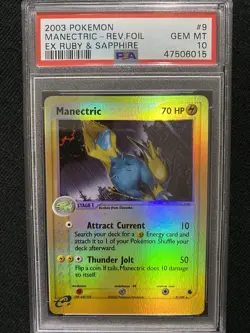 2003 Pokemon Ruby & Sapphire Manectric Reverse Foil 9/109 PSA 10 Gem Mint - Image 1