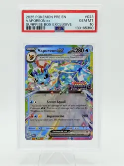 Pokemon TCG Prismatic Evolutions Vaporeon EX Card 023/131 Stamped PSA 10 - Image 1