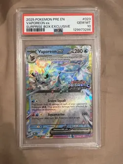 Pokemon TCG Prismatic Evolutions Vaporeon EX Card 023/131 Stamped PSA 10 - Image 1