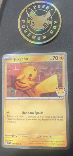 Pikachu 051/162 Cosmos Holo Pokemon Day 2026 Stamped Promo NM ** WITH COIN ** - Image 1