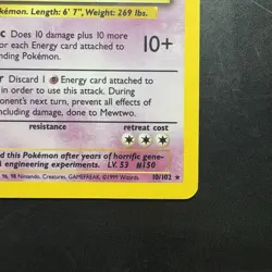 Pokemon Vintage Holo Mewtwo 010/102 Base Set Wotc 1999 - Image 4