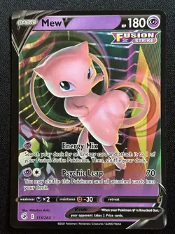Mew V Ultra Rare SWSH08: Fusion Strike 113/264 LP-NM Pokemon Card - Image 1