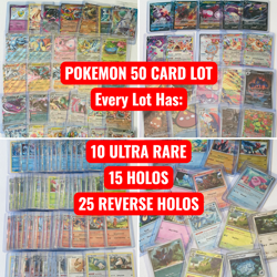 Pokemon TCG 50 Card Lot Ultra Rare Holos Reverse EX Full Art GX V Promo Pokeball - Image 1