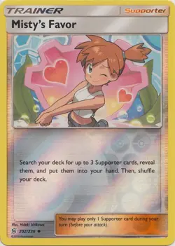 Misty's Favor 202/236 Reverse Holo Unified Minds Pokemon Card NM - Image 1