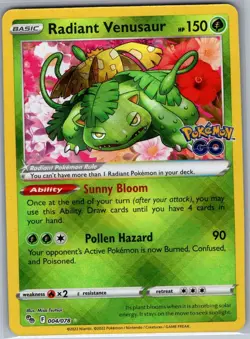 Radiant Venusaur 004/078 Pokemon GO - Pokemon Card - NM - Image 1