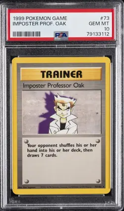 1999 POKEMON BASE SET UNLIMITED #73 IMPOSTER PROFESSOR OAK PSA 10 - Image 1