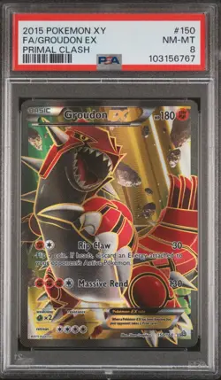2015 Pokemon XY Primal Clash Groudon EX Full Art 150/160 Ultra Rare Holo PSA 8 - Image 1