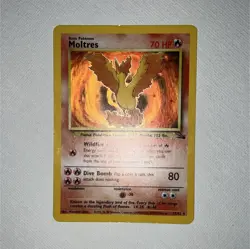 Pokemon Moltres Holo Rare 70 HP Fossil 12/62 Unlimited 1999 English TCG Card - Image 1