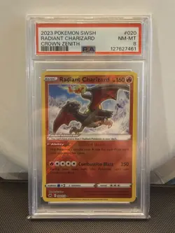 2023 Pokemon SWSH Crown Zenith Radiant Charizard #020/159 PSA 8 NM-MT Graded - Image 1