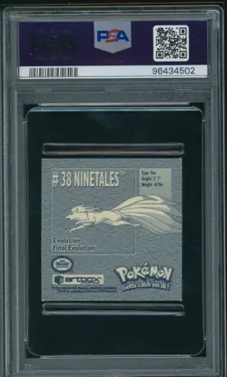 NINETALES #38 Pokemon Artbox Stickers Series 1 - PSA 9 MINT - Image 2