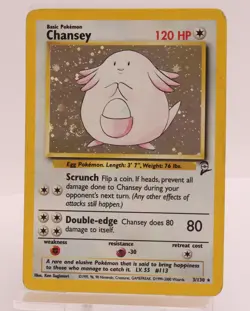 Chansey 3/130 (2000) Base Set 2 Holo Rare Pokemon Card - One Swirl - Image 1