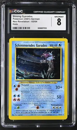 CGC 8 Shining Gyarados 2001 Neo Revelation German 65/64 Holo SWIRL Pokemon Card - Image 1