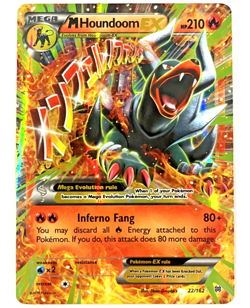 Pokemon XY BREAKthrough - Mega Houndoom EX - Ultra Rare Holo NM 22/162 - Image 1
