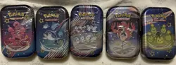 Pokemon Paldean Fates Mini Tins Full Set Of 5 Scarlet & Violet TCG Tins - Image 1