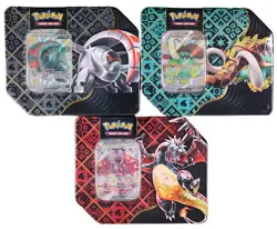 3 x Paldean Fates Scarlet & Violet POKEMON TCG Tins - Full Set - Image 1