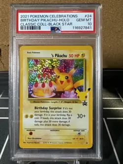 Pokemon Pikachu TCG Birthday Celebrations Classic Collection Holo 24/53 PSA 10 - Image 1