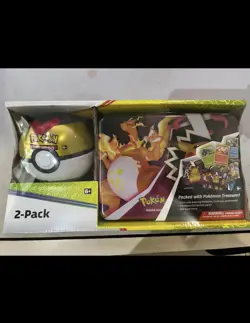 Pokemon TCG Fall 2021 Collectors Chest Tin Lunchbox Poke Ball 8 Booster Packs - Image 1
