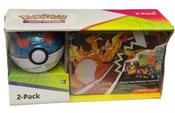 2-Pack Pokemon TCG Fall 2021 Collectors Chest Tin Lunchbox + Blue Poke Ball. - Image 1