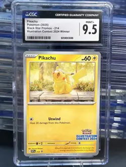 Pikachu Black Star Promo 214 Illustration Contest Winner CGC 9.5 Mint+ - Image 1