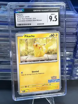 Pikachu Black Star Promo 214 Illustration Contest Winner CGC 9.5 Mint+ - Image 2