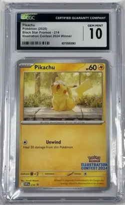 2025 PIKACHU BLACK STAR PROMOS 214 ILLUSTRATION CONTEST 2024 WINNER CGC 10 - Image 1