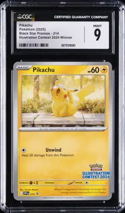 2025 POKEMON BLACK STAR PROMOS ILLUSTRATION CONTEST 2024 WINNER PIKACHU CGC 9 - Image 1