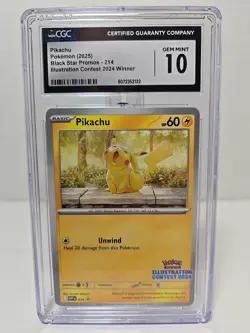 2025 Pokemon Illustration Contest Winner Black Star Promos Pikachu CGC 10 - Image 1