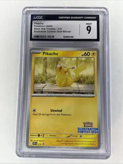 Pikachu Illustration Contest 2024 Winner Black Star Promos 214 NM CGC 9 - Image 1