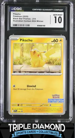 2025 Pokemon Illustration Contest Winner Black Star Promos Pikachu CGC 10 M230 - Image 1