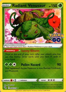 Radiant Venusaur Radiant Rare Pokemon GO 004/078 NM - Image 1