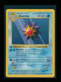 POKEMON 1st Edition Shadowless Base Set STARMIE 64/102 Common LP Vintage WOTC - Image 1