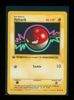 POKEMON 1st Edition Shadowless Base Set VOLTORB 67/102 Common LP Vintage WOTC - Image 1