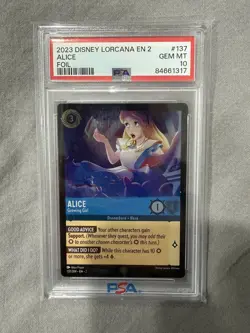 2023 Disney Lorcana EN 2 Alice Growing Girl Legendary Cold Foil PSA 10 Gem Mint - Image 1
