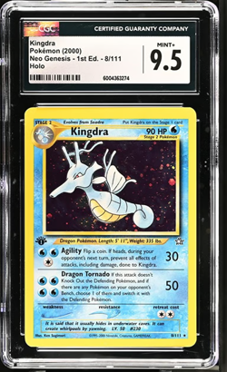 2000 Pokemon Neo Genesis 1st Edition Holo Kingdra #8/111 CGC 9.5 Mint+ - Image 1
