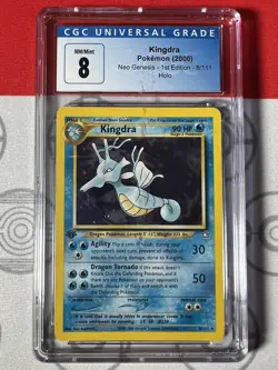 CGC 8 2000 Pokemon Kingdra 8/111 Neo Genesis - 1st Edition Holo Smear - Image 1