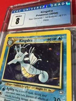 CGC 8 2000 Pokemon Kingdra 8/111 Neo Genesis - 1st Edition Holo Smear - Image 2