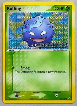 Pokemon Koffing #62/107 Reverse Holo Common - 2005 EX Deoxys - NM to MT Cond. - Image 1