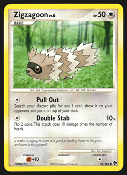 Zigzagoon 96/106 Diamond & Pearl Great Encounters Pokemon Card LP - Image 1