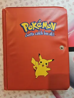 Vintage 1999 Pokemon Pikachu Red Binder TCG Album 30 Page Card Holder - Image 1