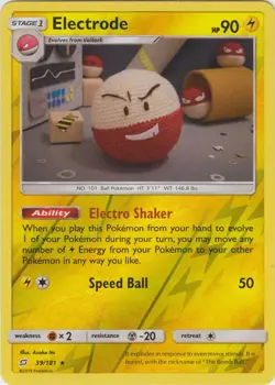 Lightly Played Electrode - 39/181 - Holo Rare - Reverse Holo Pokemon Team Up - Image 1