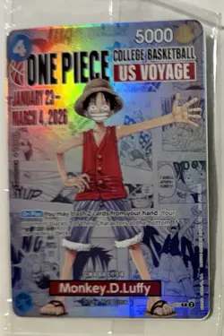 One Piece Monkey D. Luffy US Voyage College Basketball Card GONZAGA, SEALED - Image 1