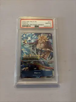 2024 One Piece Promo Marco - OP08 Pre-Release Winner P-071 PSA 10 - Image 1