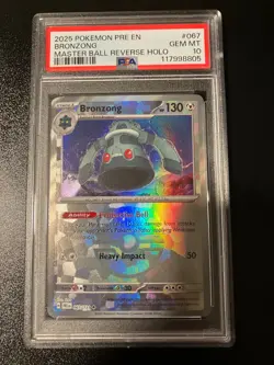 2025 POKEMON PRE EN-PRISMATIC EVOLUTIONS MASTER BALL HOLO BRONZONG PSA 10 - Image 1