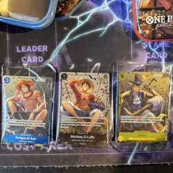 One Piece TCG TS-02 Tin Promo Bundle P-073 P-074 P-075 Luffy Sabo Ace SEALED - Image 1